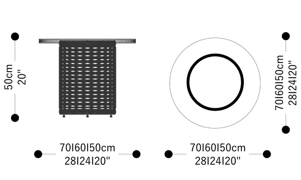 Imagem das dimensões principais do produto